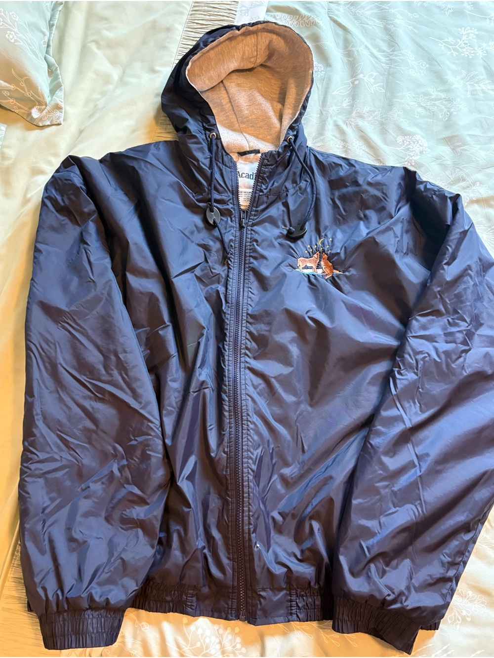 Acadia Navy Hooded Windbreaker with Sherpa Lining